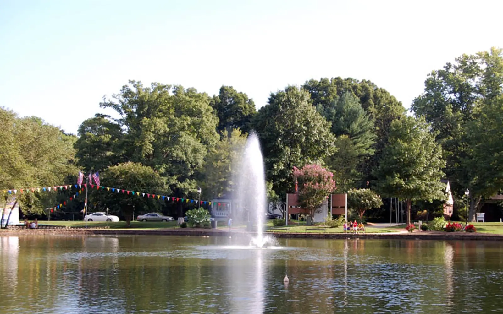 The fountain and lake at Freedom Park, Charlotte
