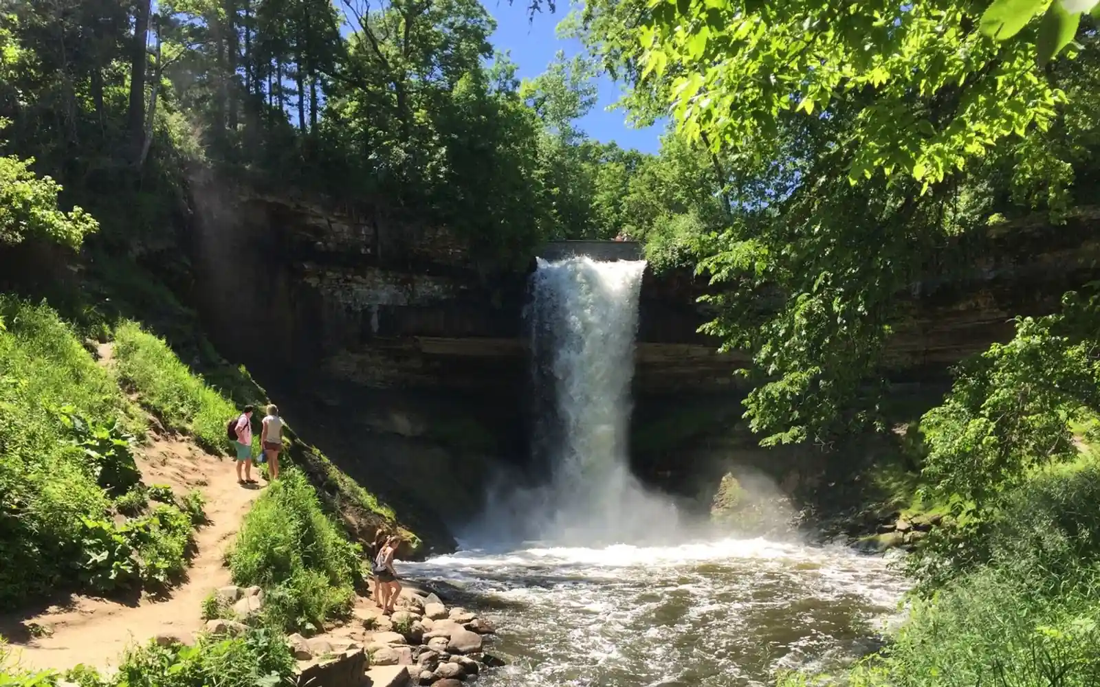 Visitors below Minnehaha Falls, Minneapolis